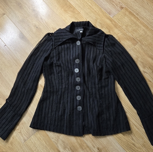 ANNIE THOMPSON Sheer Magic Black Dress Shirt. Fabulous Day to Night - Picture 6 of 6